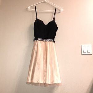 Champagne & Black semi formal dress.